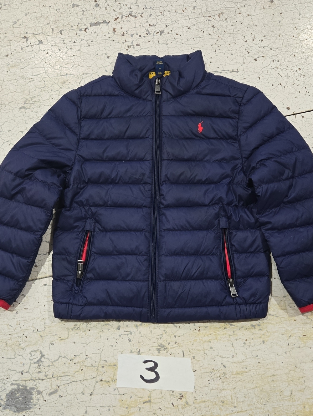 Polo by Ralph Lauren Navy Puffer Jacket with Red Accents